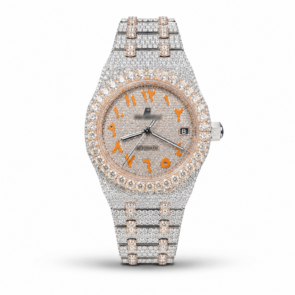 Two Tone Arabic Numerals Moissanite Watch
