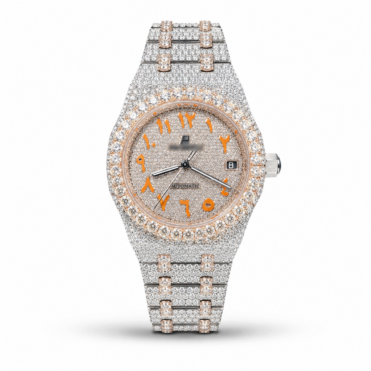Two Tone Arabic Numerals Moissanite Watch