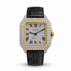 Black Leather Strap Moissanite Watch