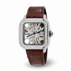 Skeleton Leather Strap Moissanite Watch