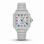 Rainbow Roman numeral Moissanite Watch