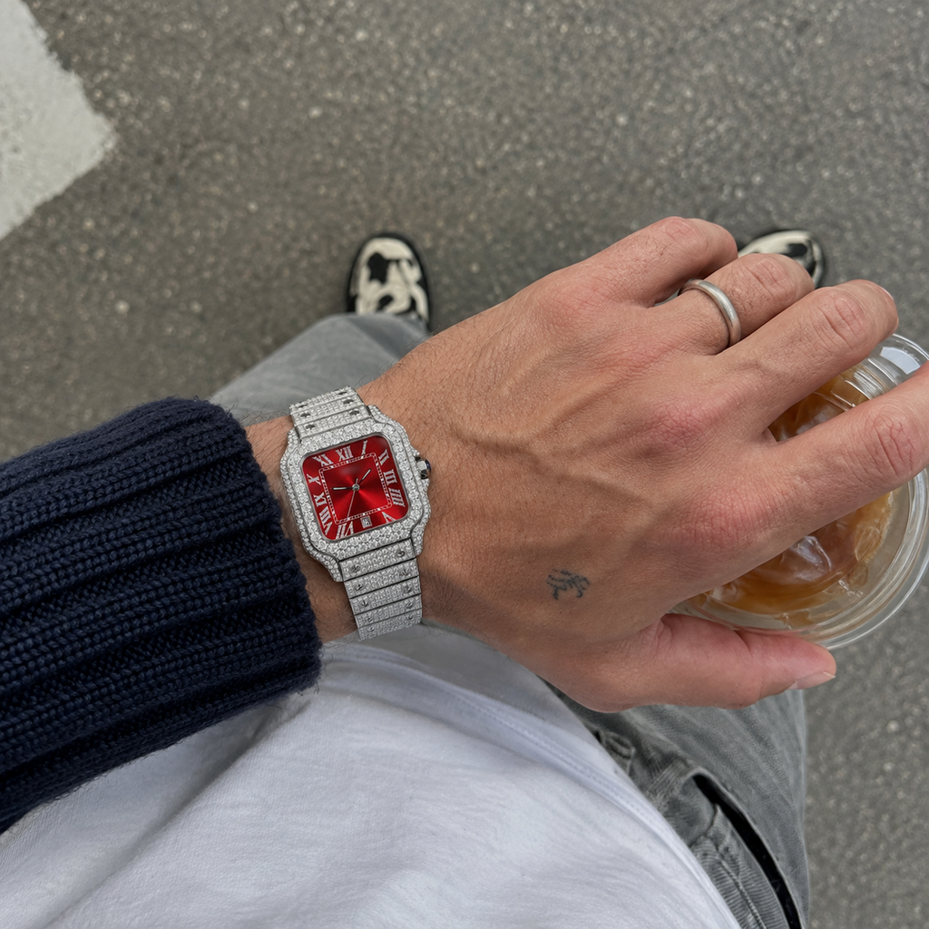 Red Dial Moissanite Watch