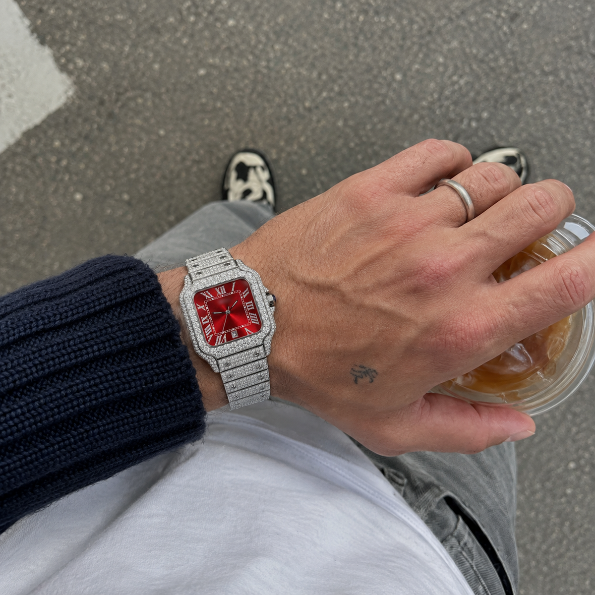 Red Dial Moissanite Watch
