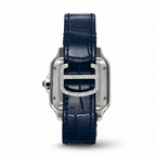 Blue Dial Leather Strap Moissanite Watch