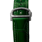 Skeleton Moissanite Watch Green Leather Strap